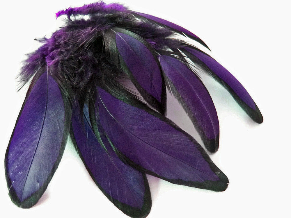 1 Dozen - Purple Whiting Farms Laced Hen Saddle Feathers