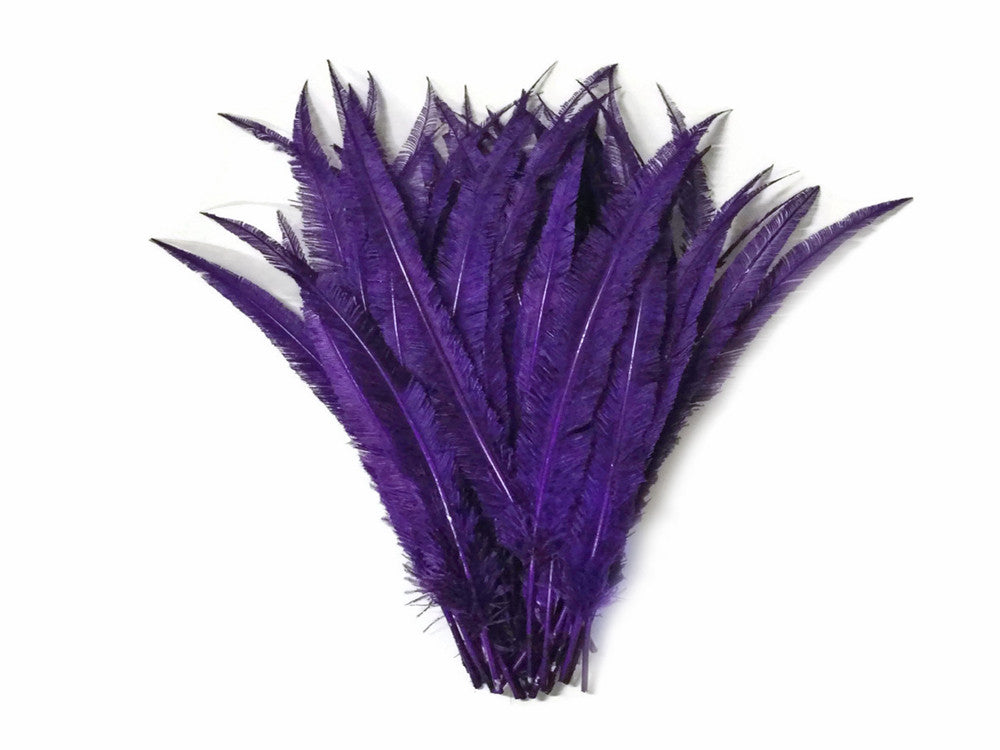 5 Pieces - Purple Long Ostrich Nandu Trimmed Feathers