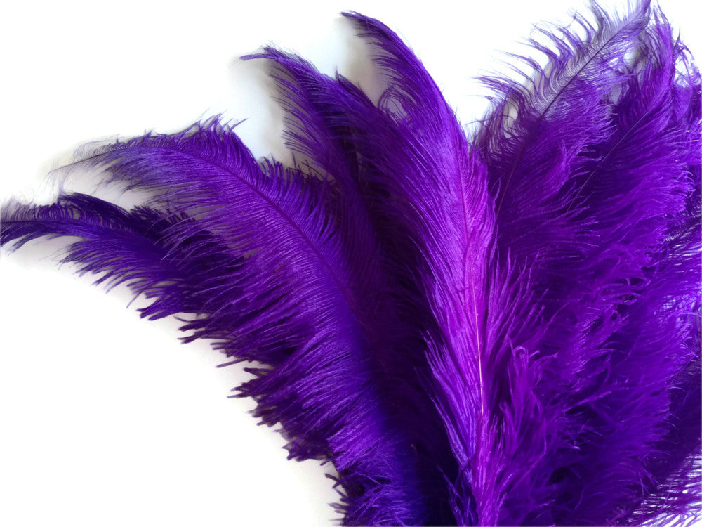 10 Pieces - 20-28" Purple Ostrich Spads Large Wing Feathers