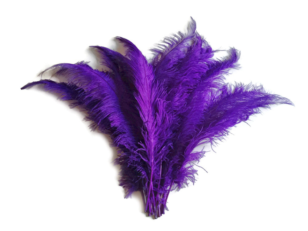 10 Pieces - 20-28" Purple Ostrich Spads Large Wing Feathers