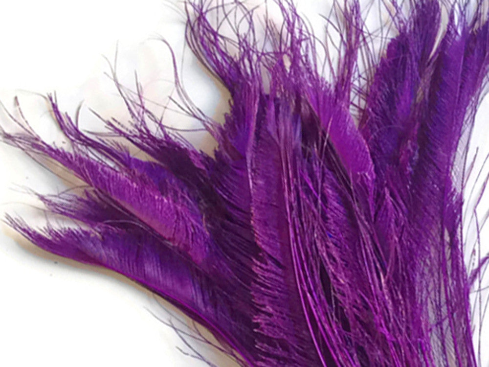 50 Pieces - Purple Bleached & Dyed Peacock Swords Cut Wholesale Feathers (Bulk)