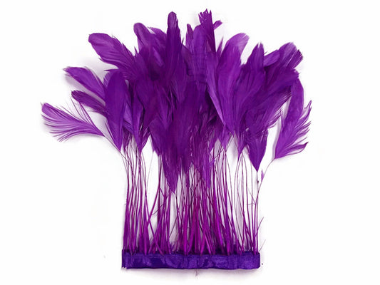 1 Yard - Purple Stripped Coque Tail Feathers Wholesale Trim (Bulk)