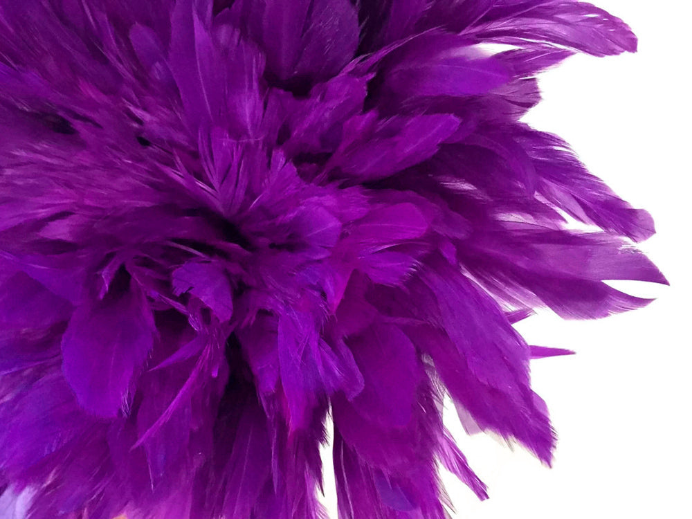 4 Inch Strip - Purple Bleached & Dyed Strung Rooster Schlappen Feathers