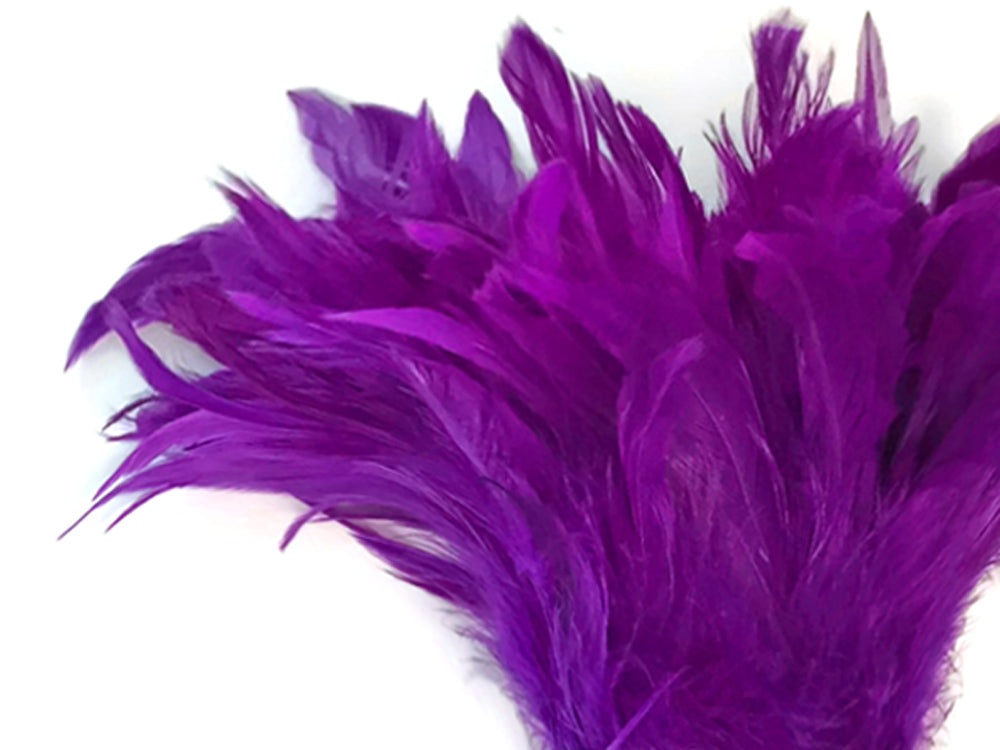 4 Inch Strip - Purple Bleached & Dyed Strung Rooster Schlappen Feathers