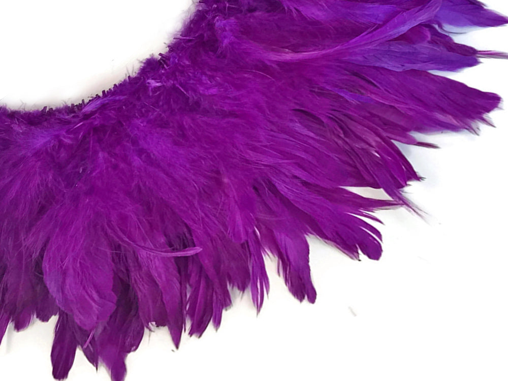 4 Inch Strip - Purple Bleached & Dyed Strung Rooster Schlappen Feathers