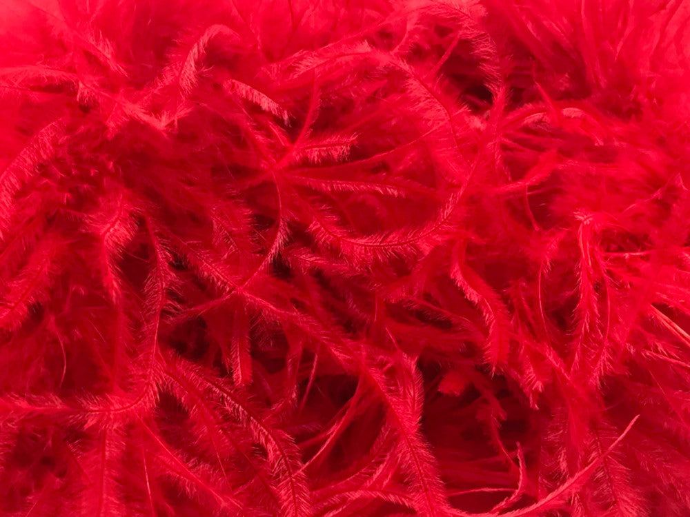 2 Yards - Red 2 Ply Ostrich Medium Weight Fluffy Feather Boa