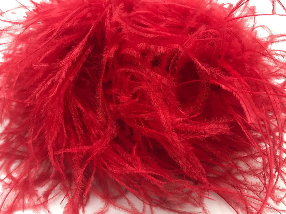 2 Yards - Red 2 Ply Ostrich Medium Weight Fluffy Feather Boa