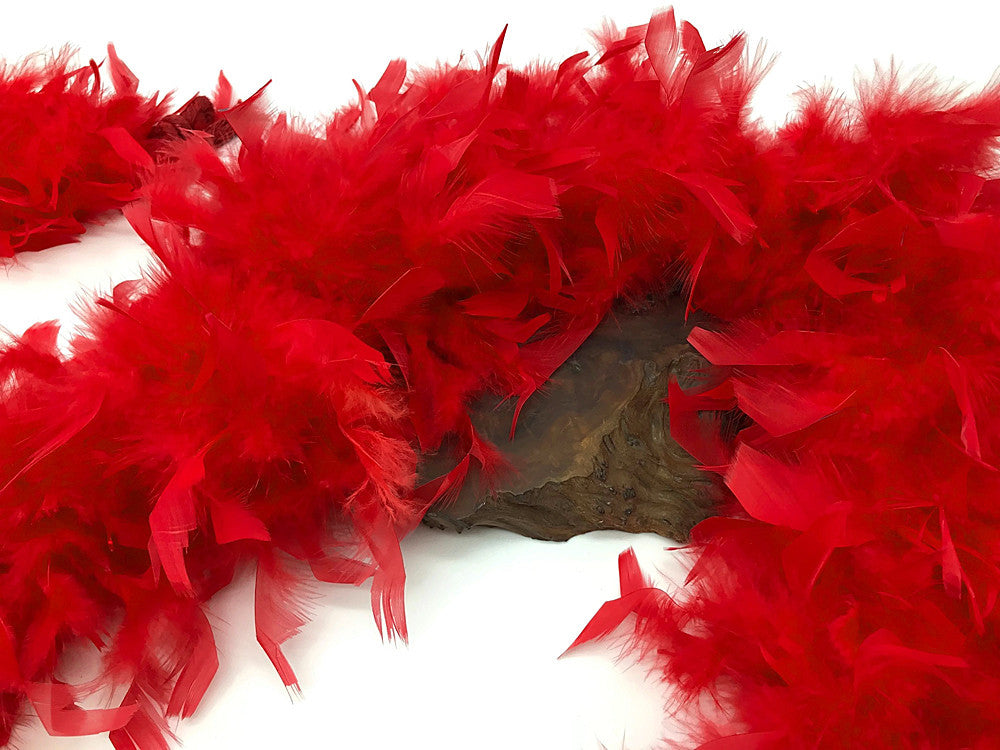 2 Yards - Red Heavy Weight Chandelle Feather Boa | 80 Gram