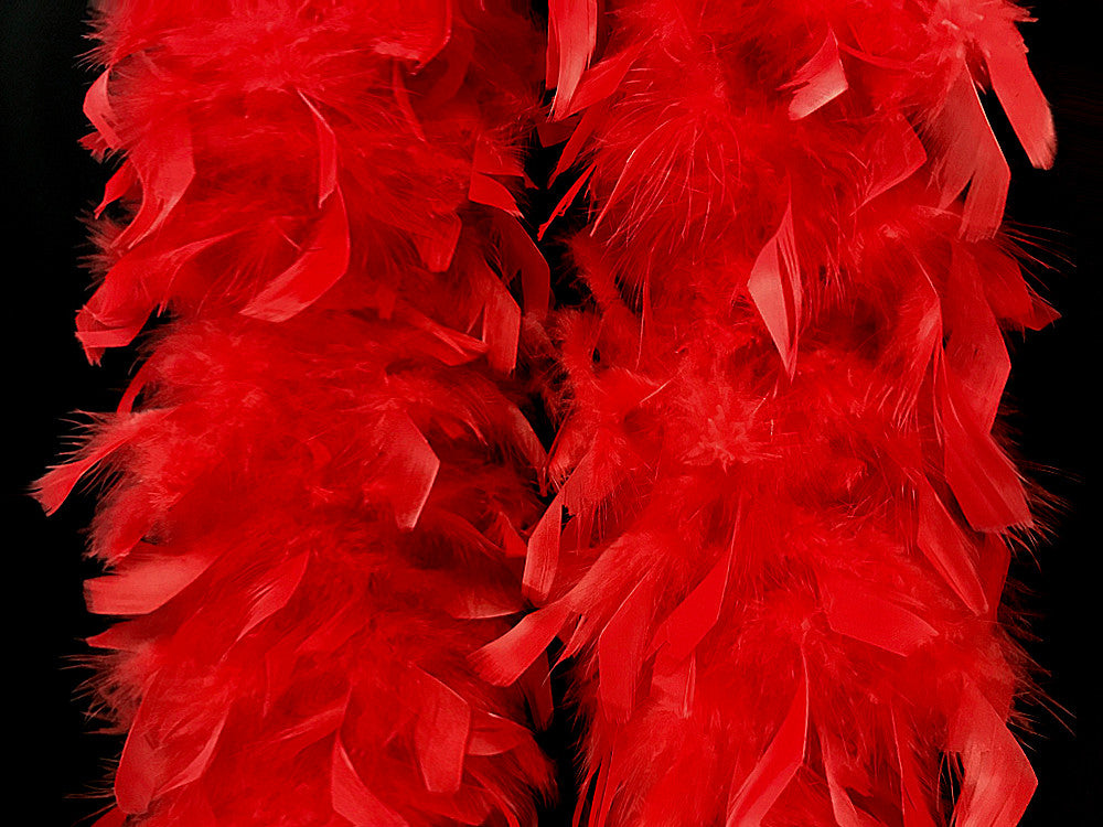 2 Yards - Red Heavy Weight Chandelle Feather Boa | 80 Gram