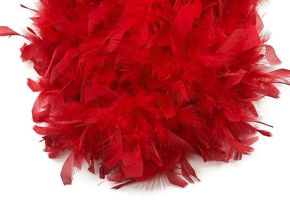 2 Yards - Red Heavy Weight Chandelle Feather Boa | 80 Gram