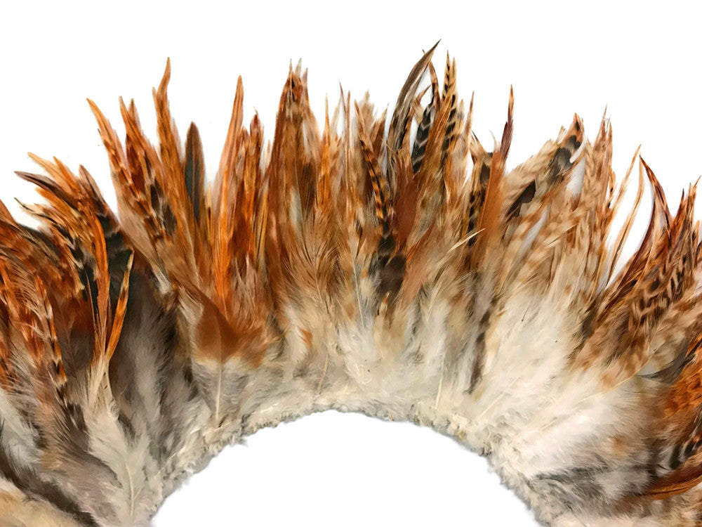 1 Yard - 6-7" Natural Red Chinchilla Strung Chinese Rooster Saddle Wholesale Feathers (Bulk)