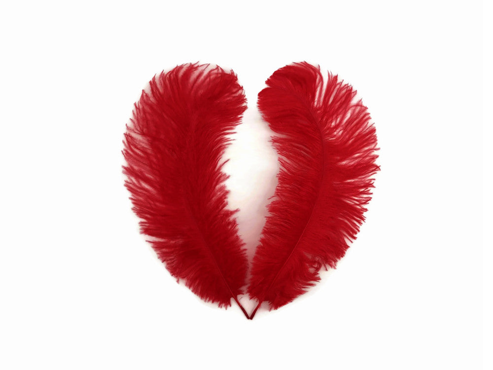 10 Pieces - 6-8" Red Ostrich Dyed Drabs Body Feathers