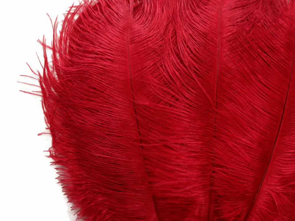 10 Pieces - 11-13" Red Bleached & Dyed Ostrich Drabs Body Feathers