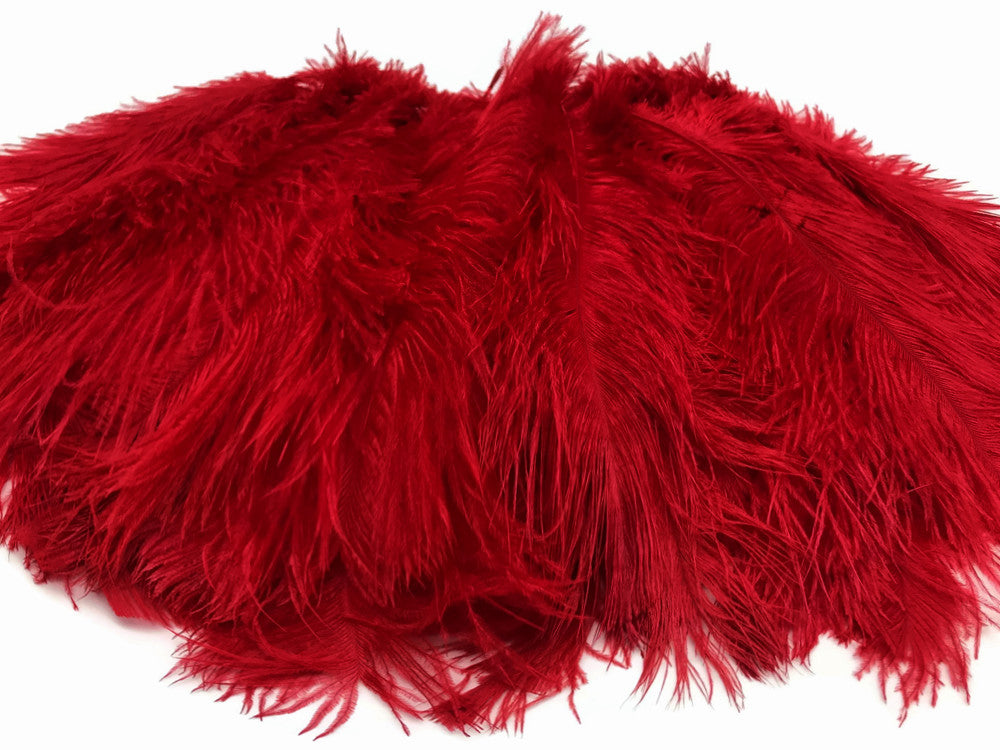 100 Pieces - 11-13" Red Ostrich Drabs Wholesale Body Feathers (Bulk)