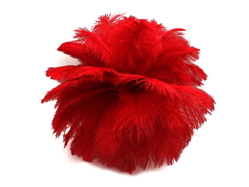 100 Pieces - 11-13" Red Ostrich Drabs Wholesale Body Feathers (Bulk)