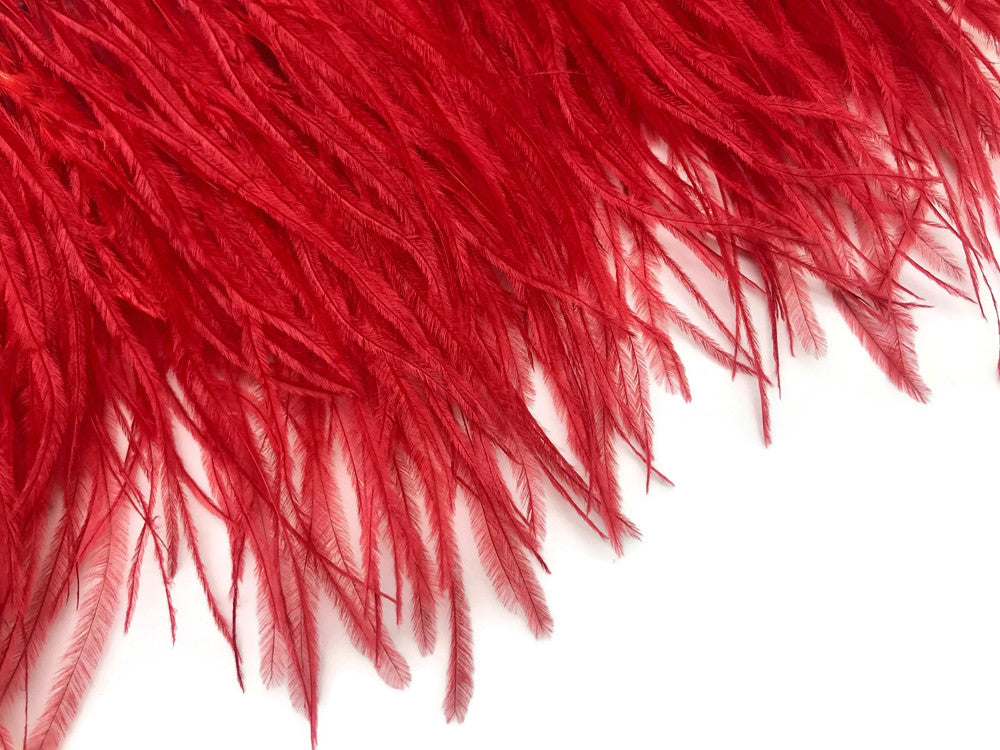 6 Inch Strip - Red Ostrich Fringe Trim Feather