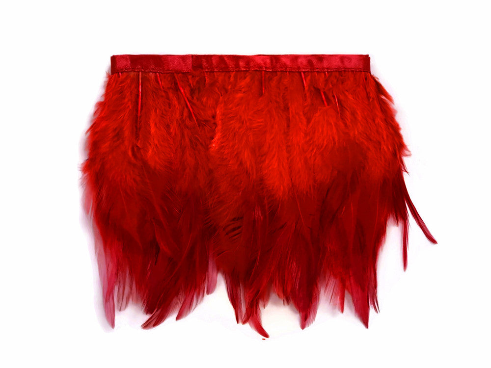 1 Yard - Red Rooster Neck Hackle Saddle Feather Wholesale Trim