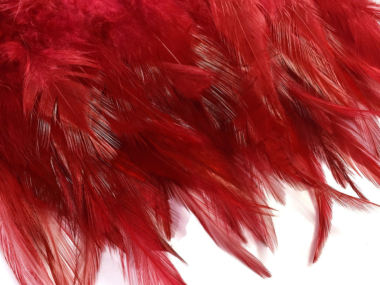 1 Yard - Red Rooster Neck Hackle Saddle Feather Wholesale Trim