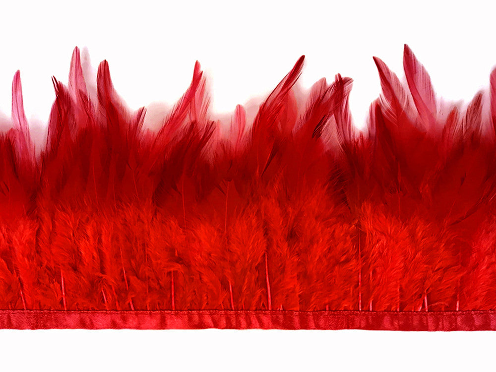 1 Yard - Red Rooster Neck Hackle Saddle Feather Wholesale Trim