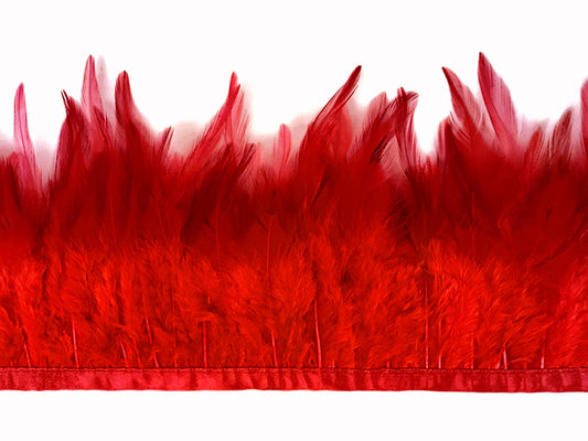 1 Yard - Red Rooster Neck Hackle Saddle Feather Wholesale Trim