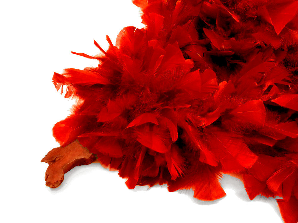 2 Yards - Red Heavy Weight Turkey Flat Feather Boa, 150 Gram