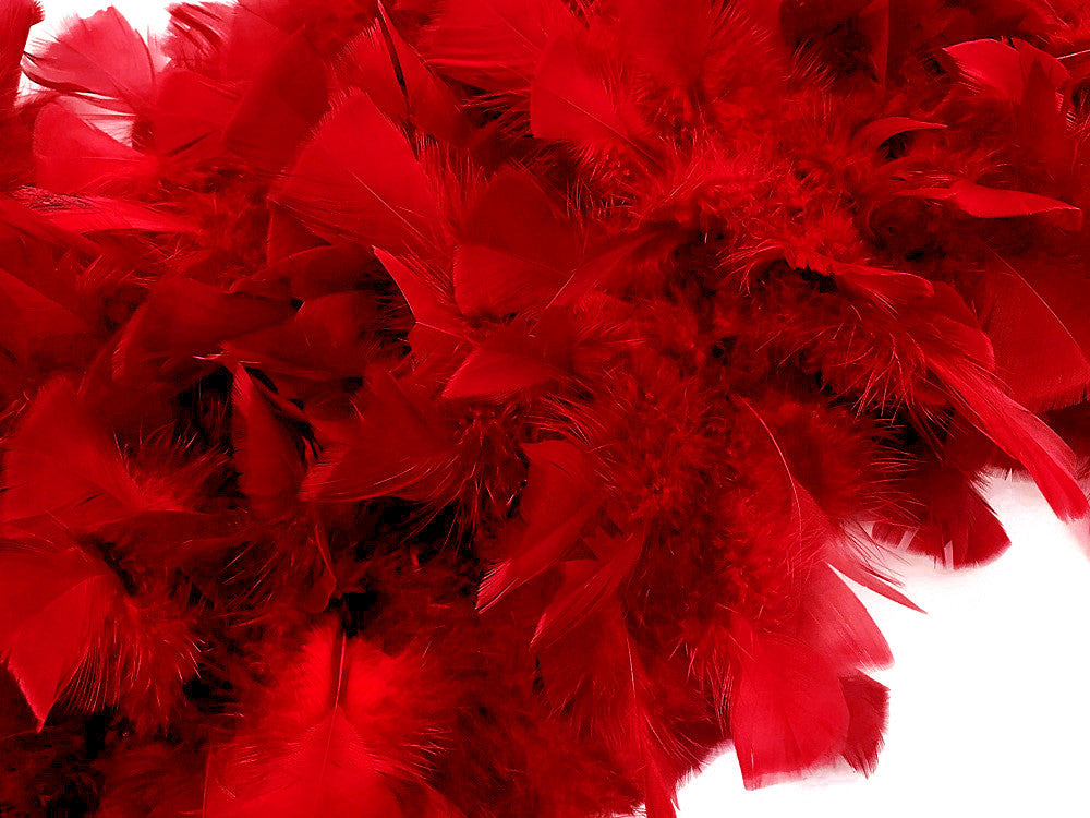 2 Yards - Red Heavy Weight Turkey Flat Feather Boa, 150 Gram