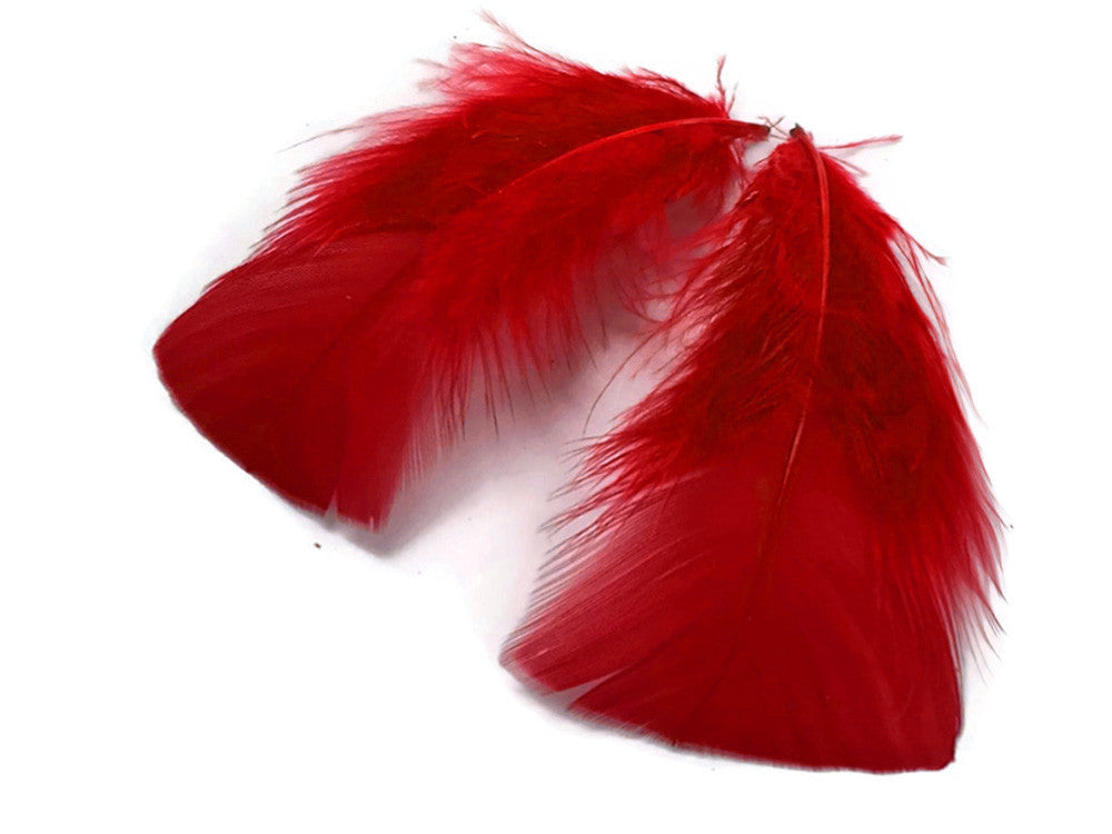 1 Pack - Red Dyed Turkey T-Base triangle Body Plumage Feathers 0.50 Oz.