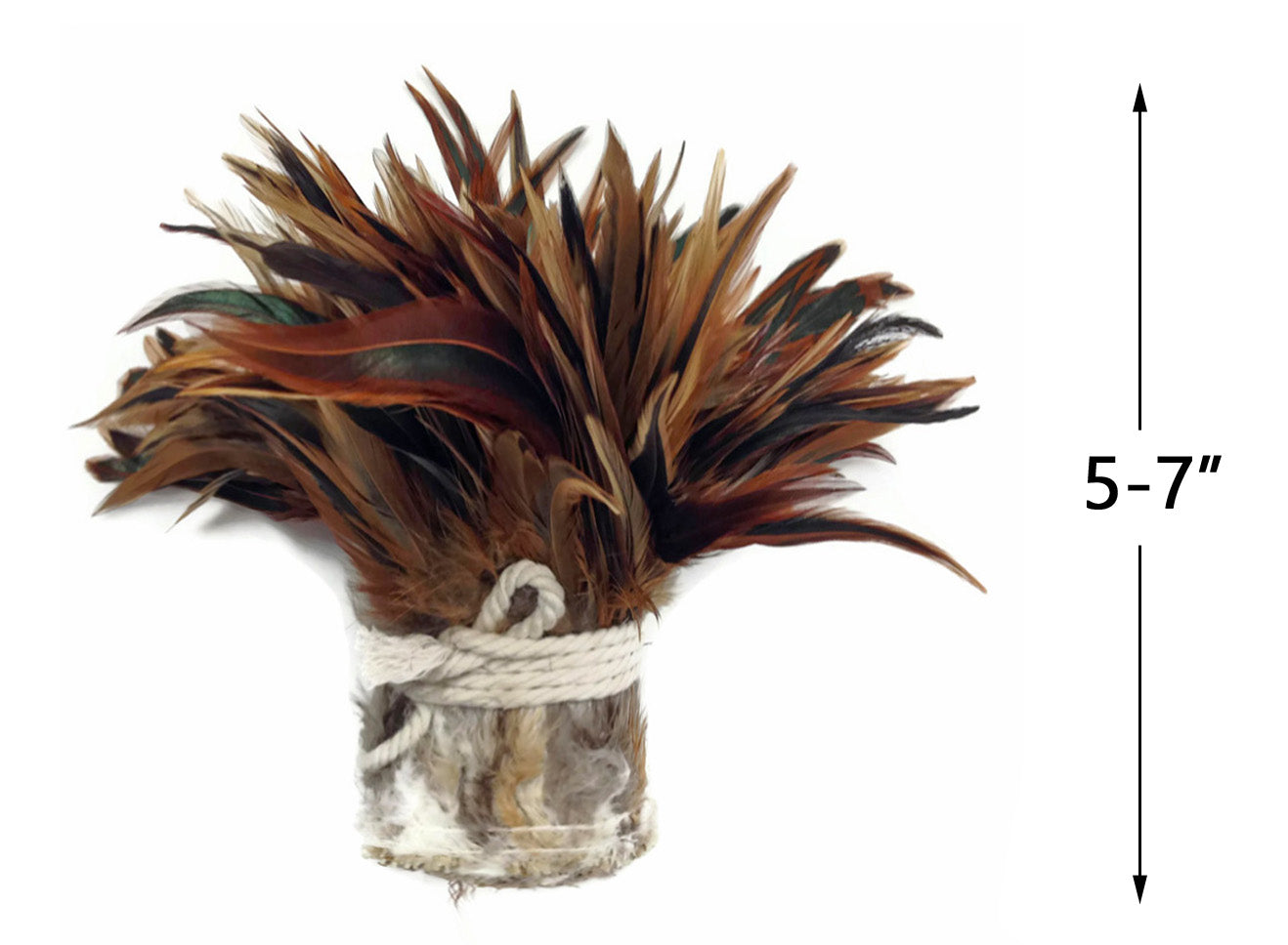 1 Yard - 5-7" Natural Furnace Red Badger Strung Chinese Rooster Saddle Wholesale Feathers (Bulk)