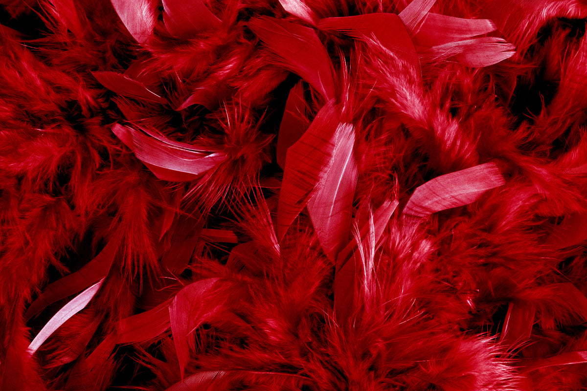 1 Yard – Red Chandelle Turkey Fluffy Feather Trim