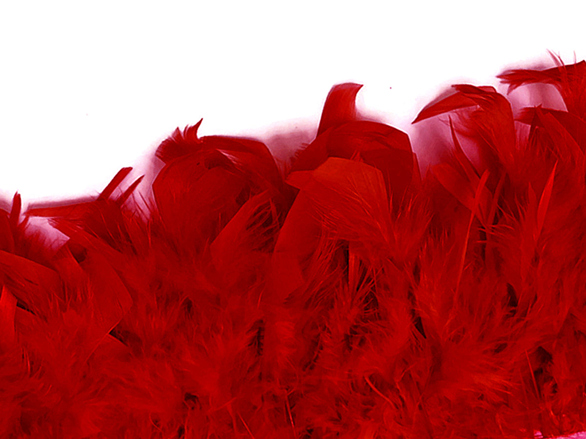 1 Yard – Red Chandelle Turkey Fluffy Feather Trim
