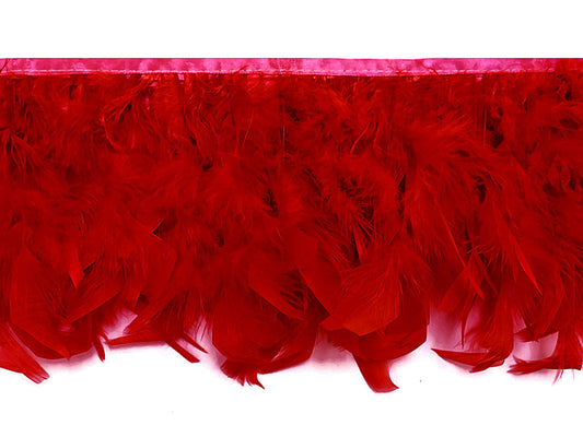 1 Yard – Red Chandelle Turkey Fluffy Feather Trim 