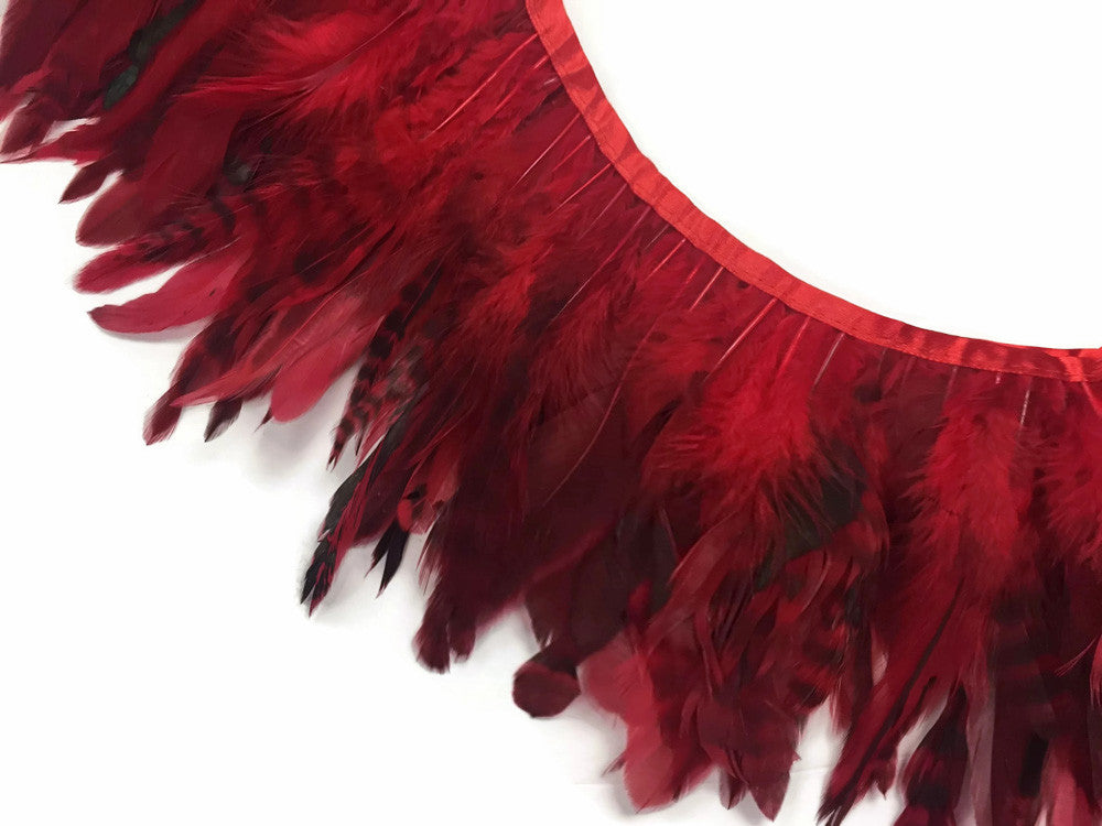 1 Yard - Red Chinchilla Rooster Schlappen Feather Trim