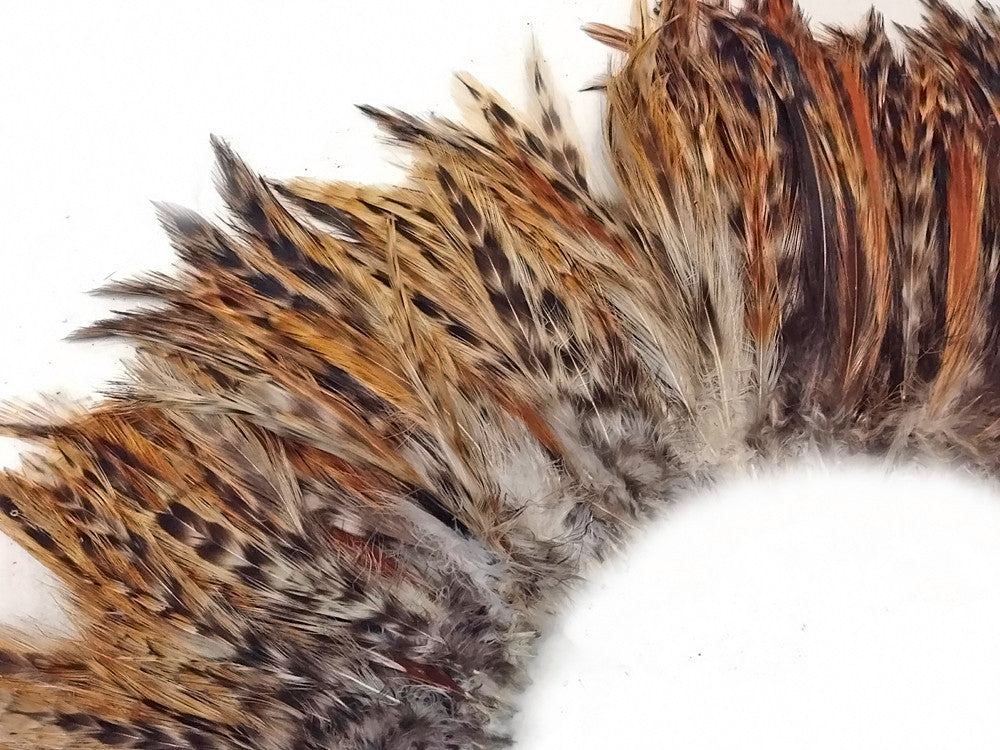 4 Inch Strip - Red Chinchilla Strung Rooster Neck Hackle Feathers