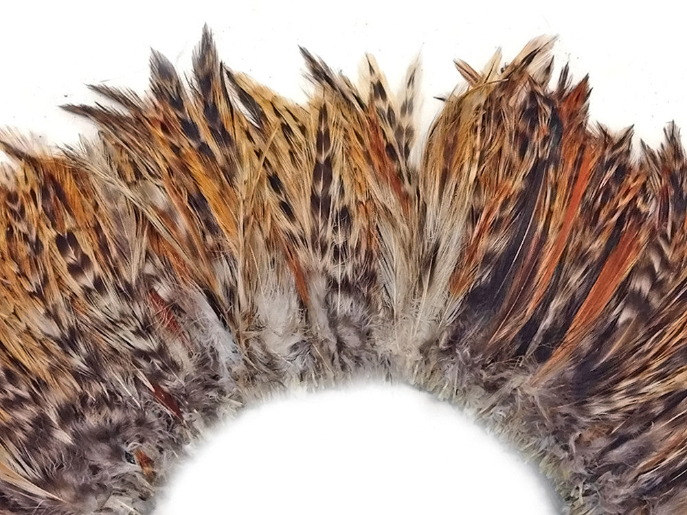 4 Inch Strip - Red Chinchilla Strung Rooster Neck Hackle Feathers