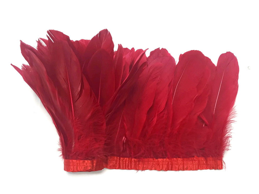 1 Yard - Red Goose Pallet Parried Dyed Feather Trim