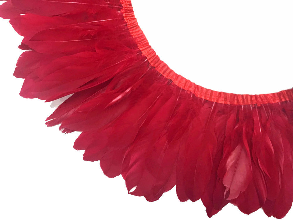 1 Yard - Red Goose Pallet Parried Dyed Feather Trim