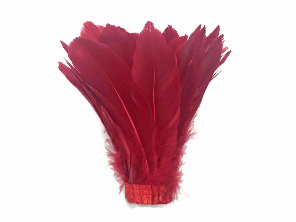 1 Yard - Red Goose Pallet Parried Dyed Feather Trim