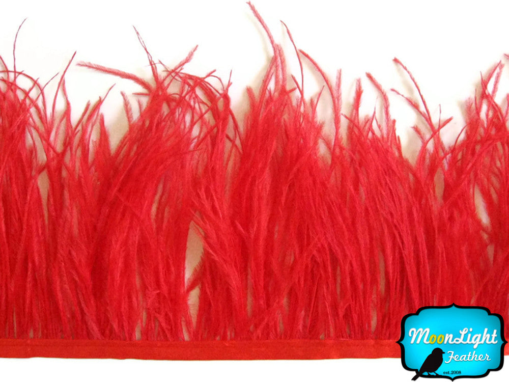 1 Yard - Red Ostrich Fringe Trim Wholesale Feather (Bulk)