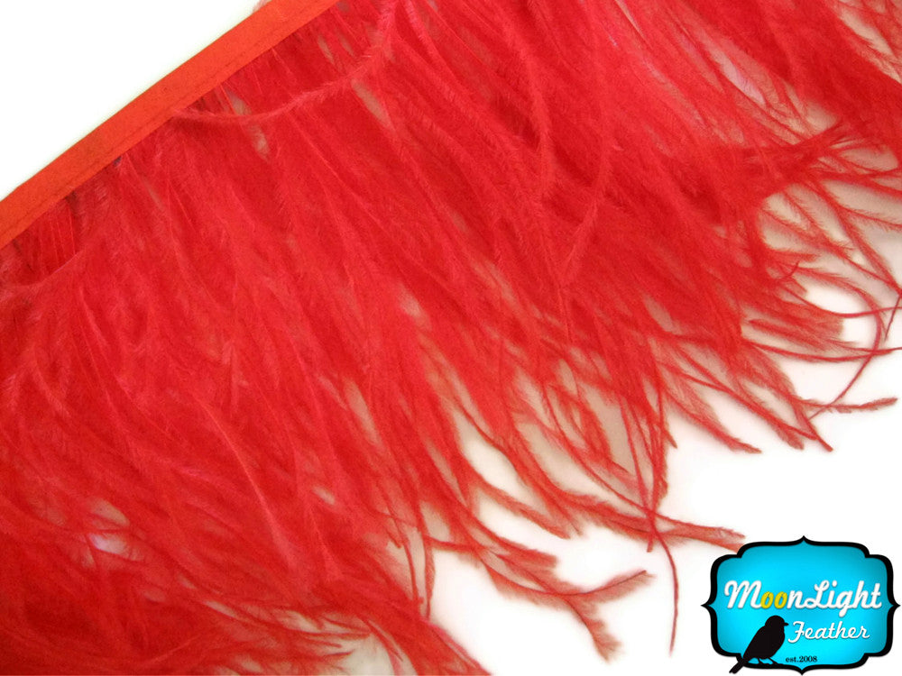 1 Yard - Red Ostrich Fringe Trim Wholesale Feather (Bulk)