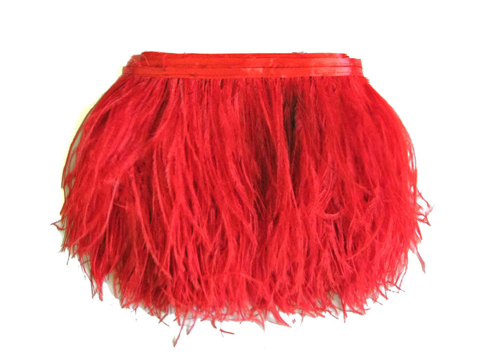 1 Yard - Red Ostrich Fringe Trim Wholesale Feather (Bulk)