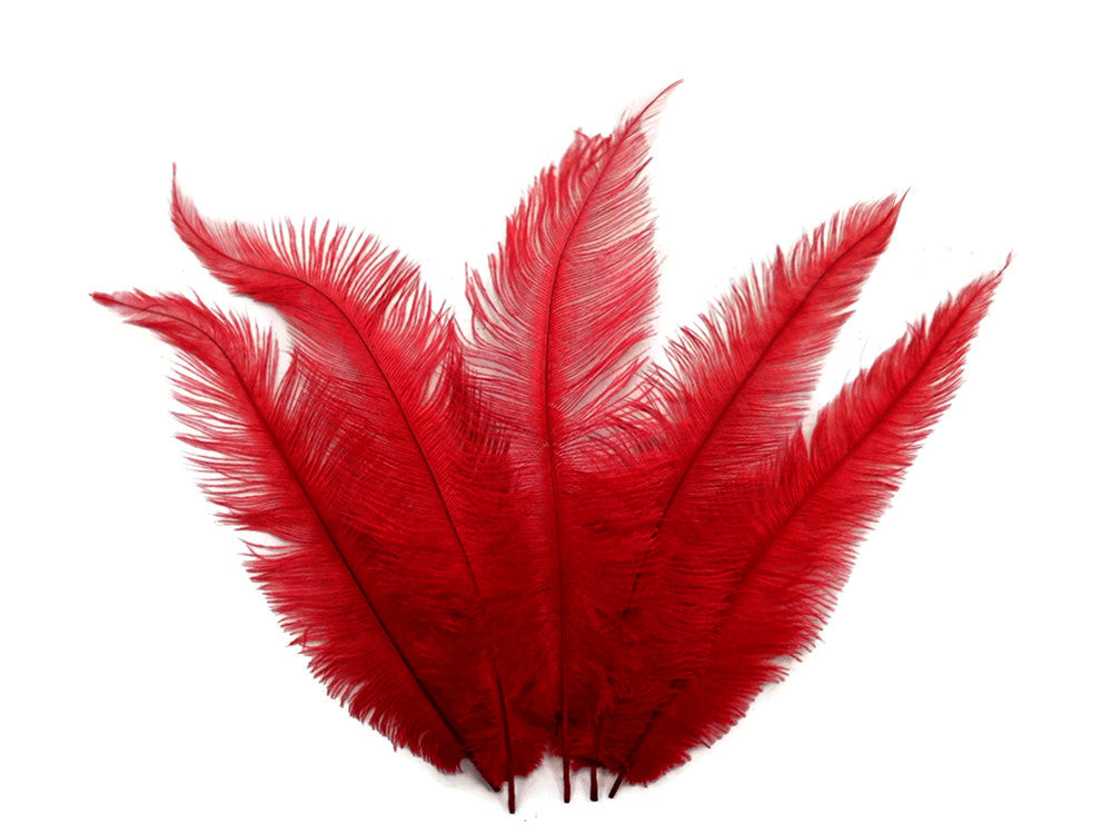 20 Pieces - Red Mini Spads Ostrich Chick Body Feathers