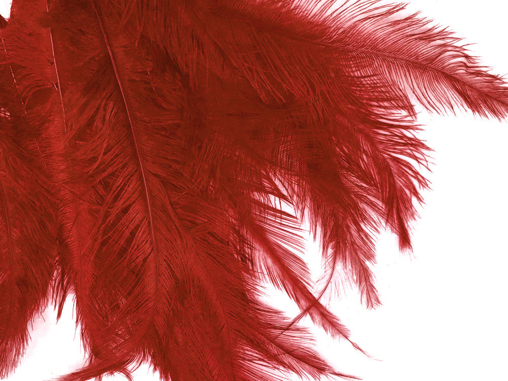 20 Pieces - Red Mini Spads Ostrich Chick Body Feathers