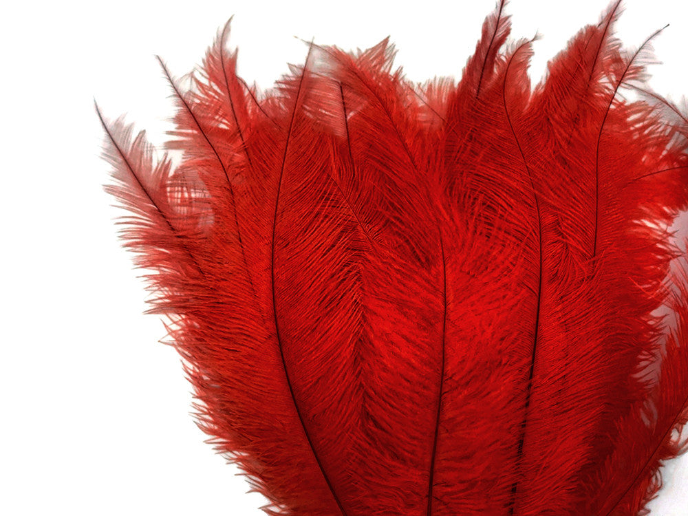 1/2 Lb - Red Mini Spads Ostrich Wholesale Chick Body Feathers (Bulk)