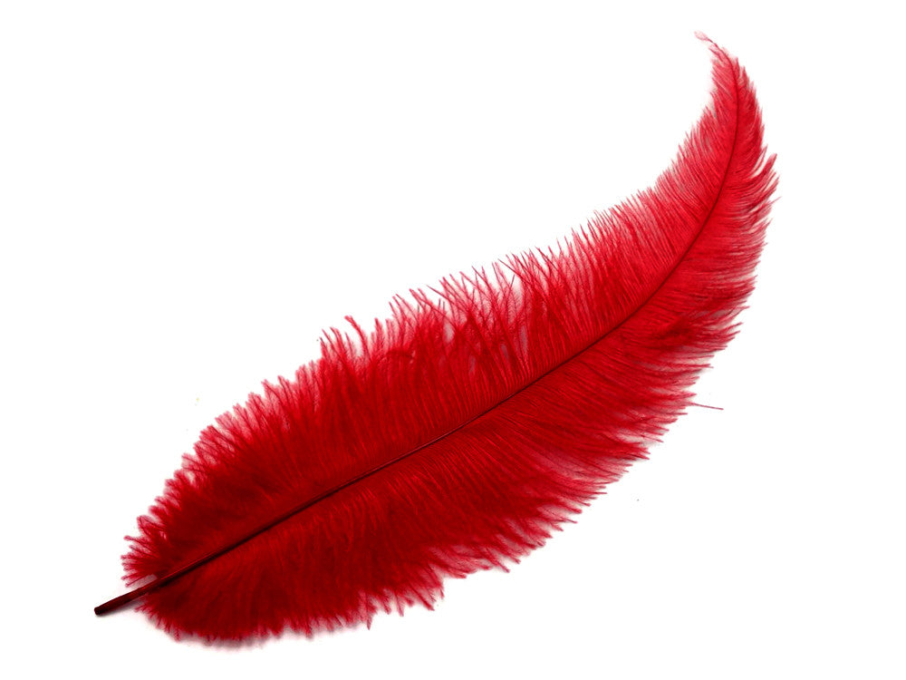 20 Pieces - Red Mini Spads Ostrich Chick Body Feathers