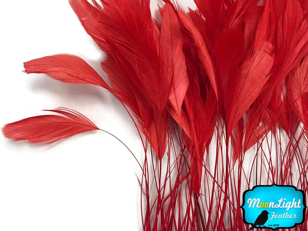 1 Yard - Red Stripped Coque Tail Feathers Wholesale Trim (Bulk)