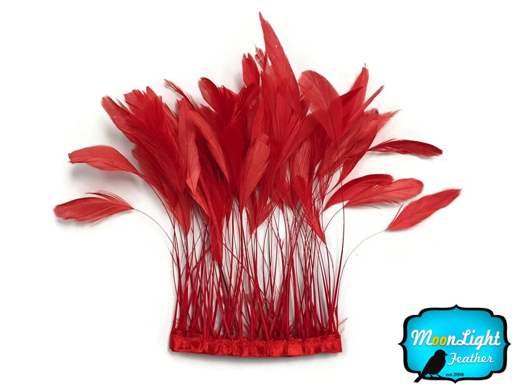 1 Dozen - Red Stripped Rooster Coque Tail Feathers