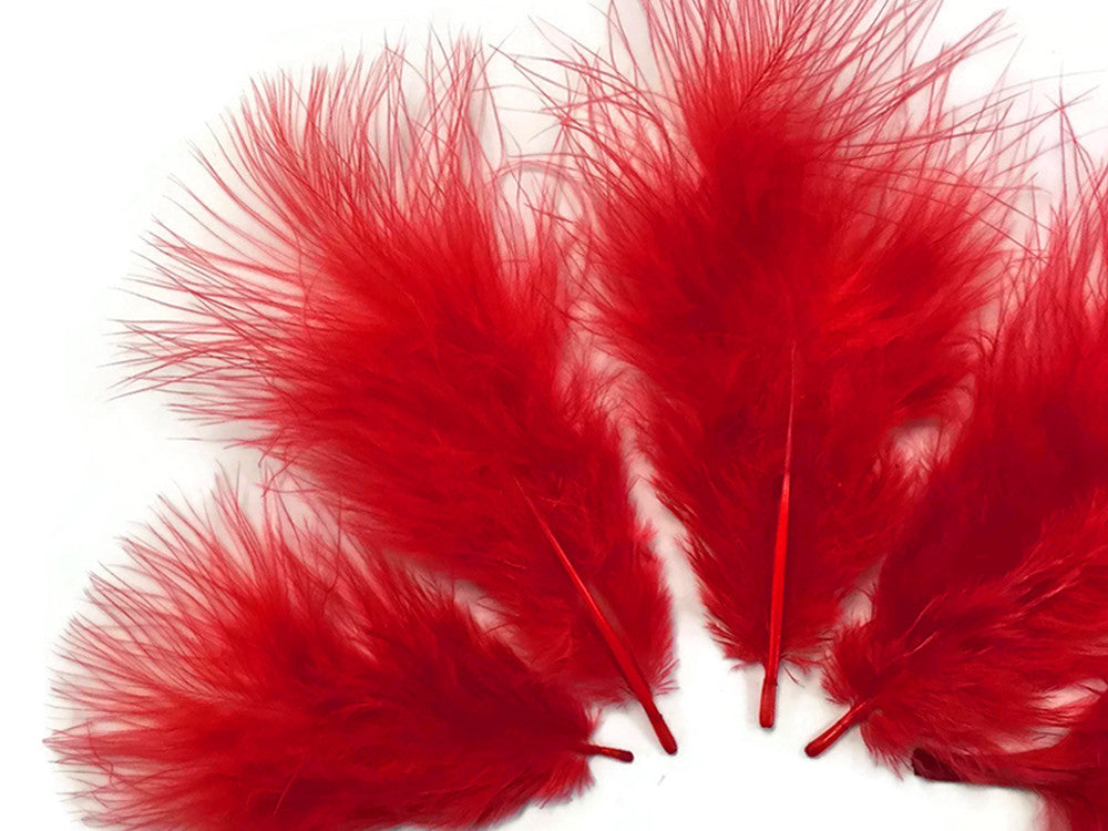 1/4 Lb - Red Turkey Marabou Short Down Fluffy Loose Wholesale Feathers (Bulk)