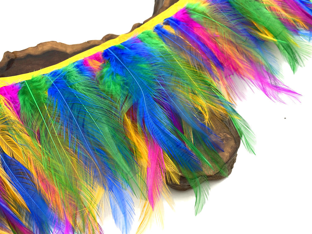 1 Yard - Multicolor Spring Rooster Neck Hackle Saddle Feather Wholesale Trim