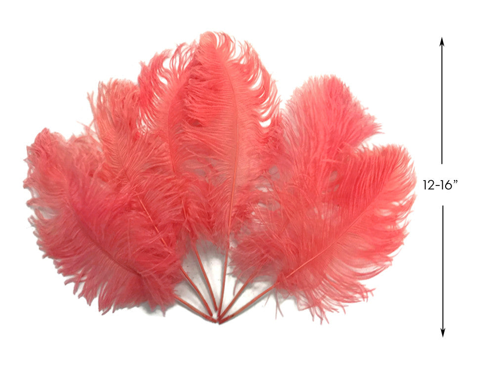 10 Pieces -  12-16" Rose Pink Dyed Ostrich Tail Fancy Feathers