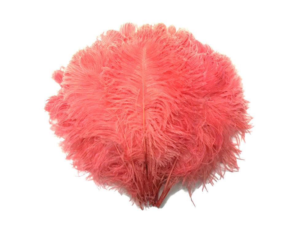 10 Pieces -  12-16" Rose Pink Dyed Ostrich Tail Fancy Feathers